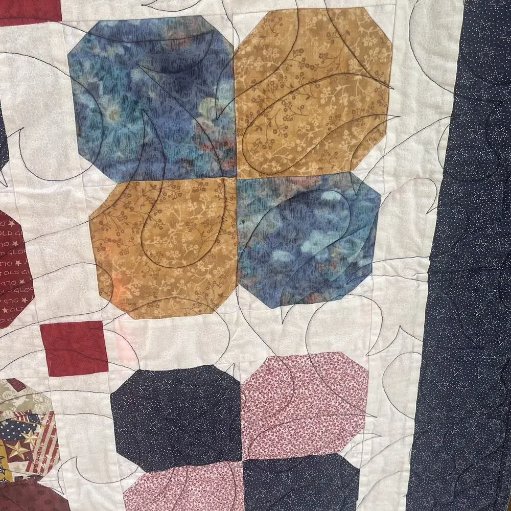 Vintage Bow tie Pattern Quilt. 50”x65” Heartland Quilters Machine Washable